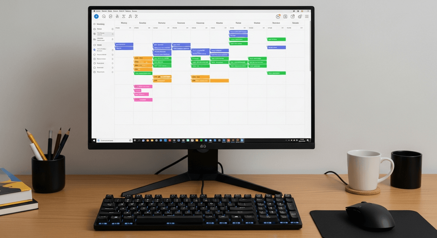 Planning journée télétravail avec blocs de temps sur agenda